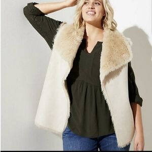LOFT Faux Fur Lined Vest Reversible
